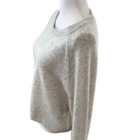 Rachel Zoe Speckled Boxy Crewneck Sweater Cream Gray Black XL - Picture 4 of 6
